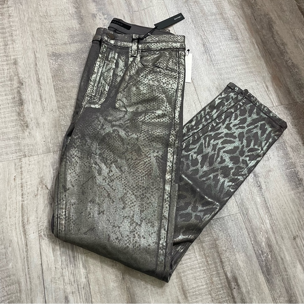 J Brand Leenah Silver Python High Rise Ankle Skinny Jeans Size 29